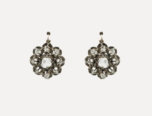 Gold, silver and diamonds earrings, late ‘800