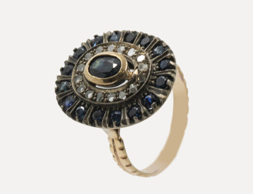 Goold, silver , sapphires and diamonds ring 1930-’40ca